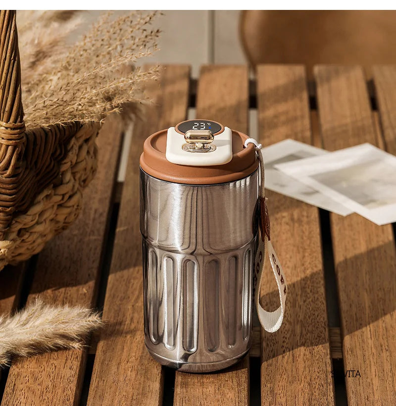 450ML Thermos Water Bottle Smart Display Temperature Stainless Steel Vacuum Coffee Cup Keep Cold and Heat Travel Thermal Mug