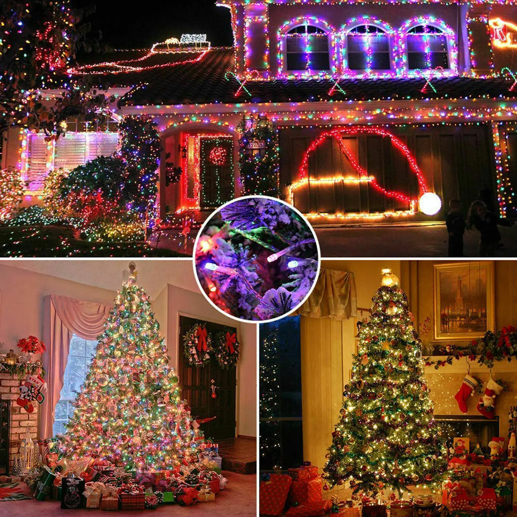 300LED Solar Christmas Lights Outdoor Waterproof 8 Modes Solar String Lights for Garden Xmas Decorations Starry Fairy Lights
