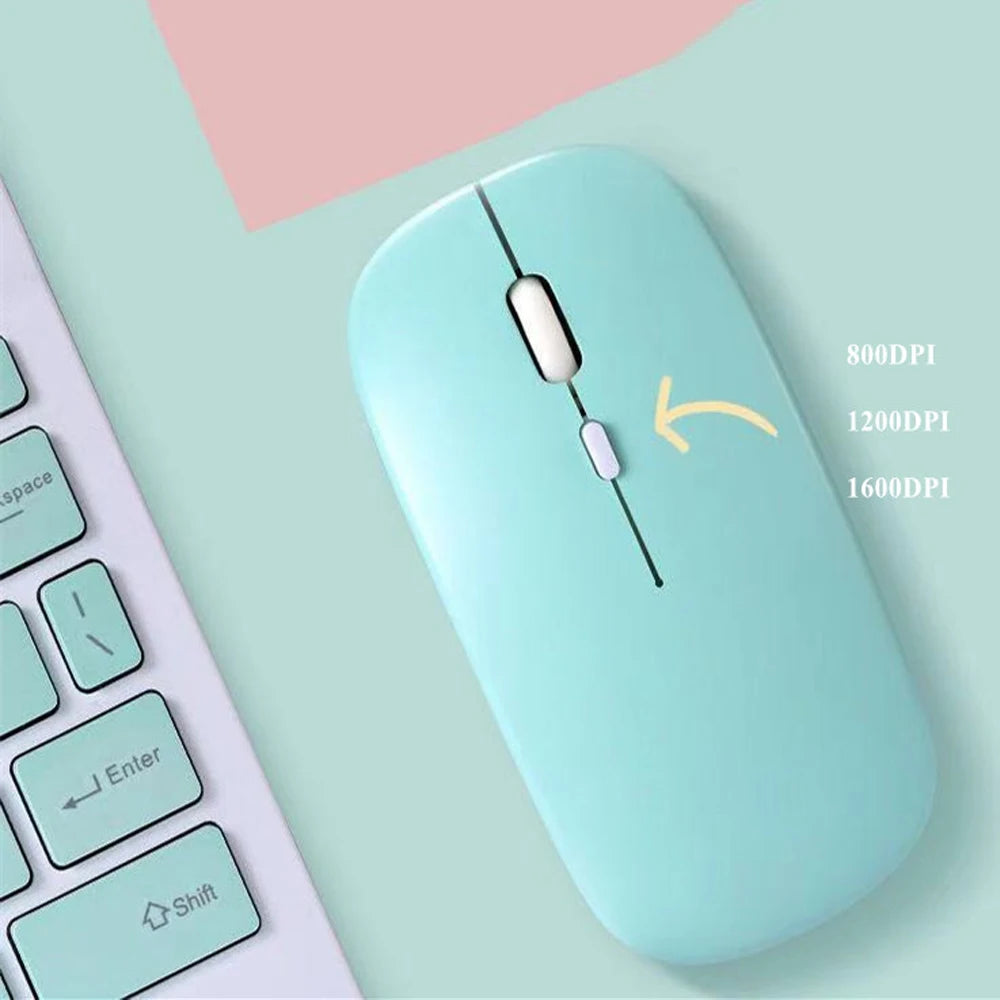 Bluetooth Mouse for Laptop/MacBook/iPad/Android PC,Rechargable Quiet Slim Wireless Mice Compatible with Windows/Linux/Tablet