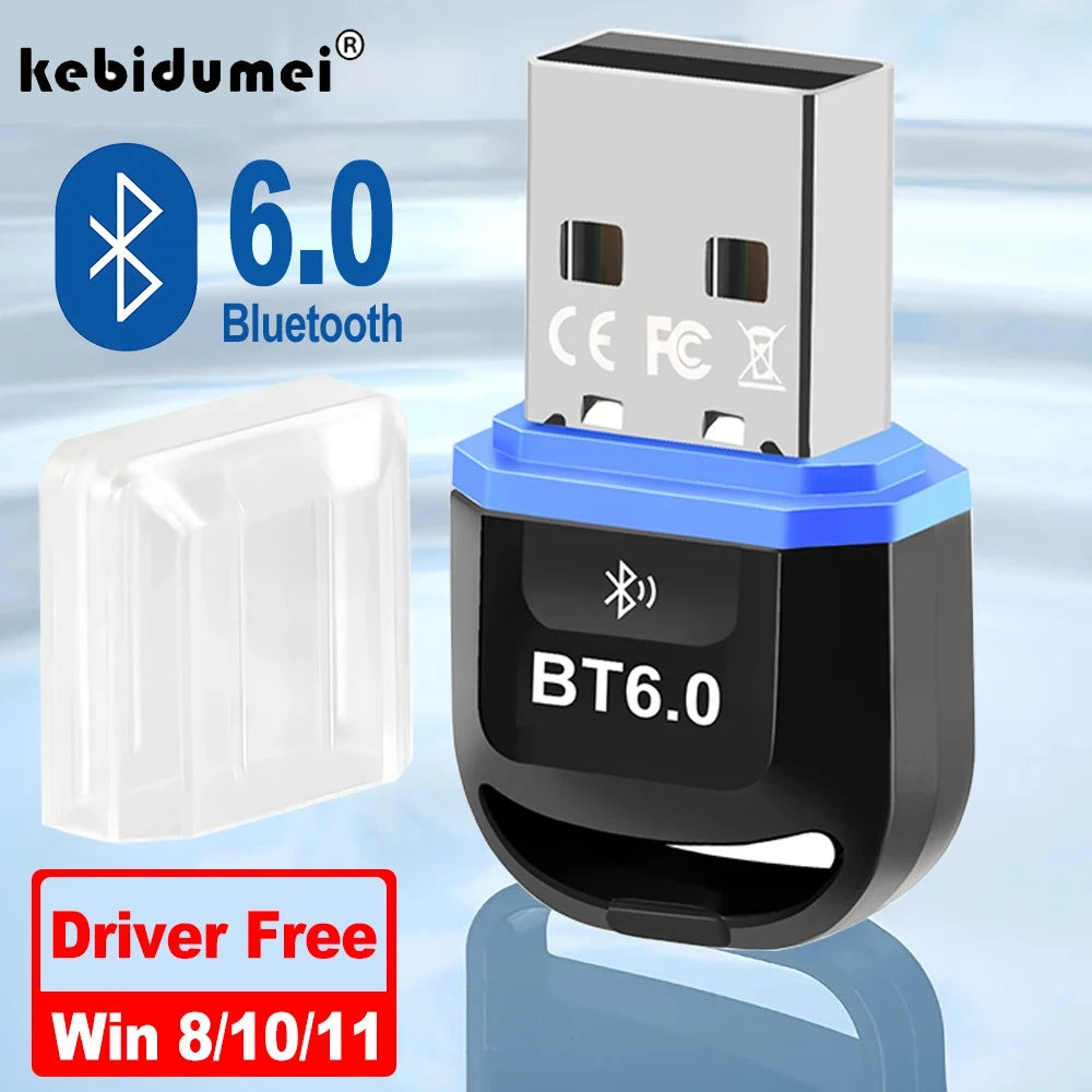 Bluetooth 6.0 USB Adapter Wireless Audio Transmitter Receiver USB Dongle for Headphone Speaker Windows 8.1/10/11 Driver Free