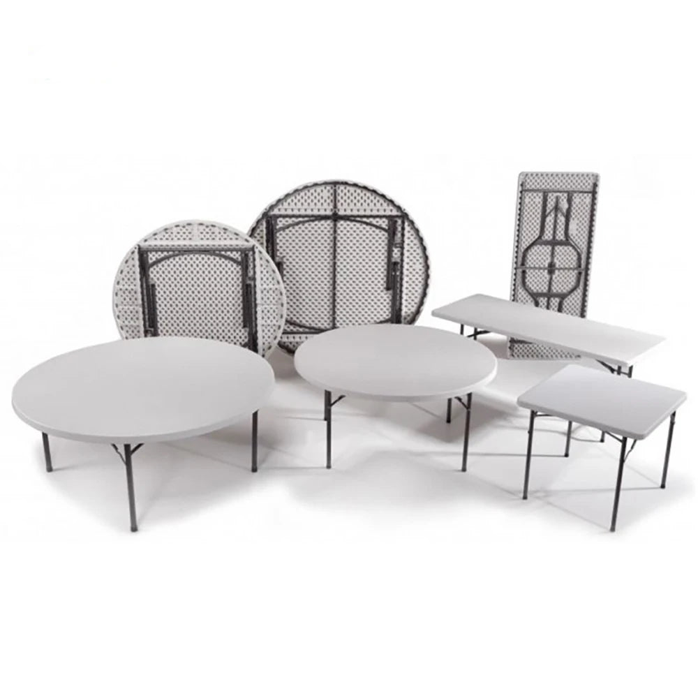 Folding Plastic Round Tables for Events Party Portable Blow Molding Circle Wedding Banquet White 5ft 10Pcs
