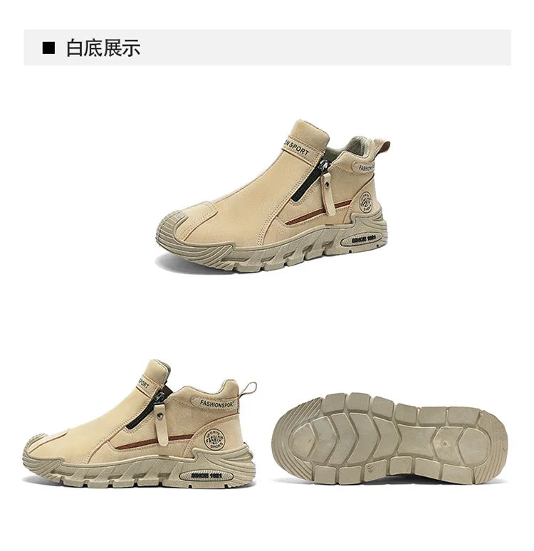 Men's High-Cut Casual Sports Shoes Anti-Slip Wear-Resistant Ankle Boots Outdoor Workwear Footwear for Comfortable Walking