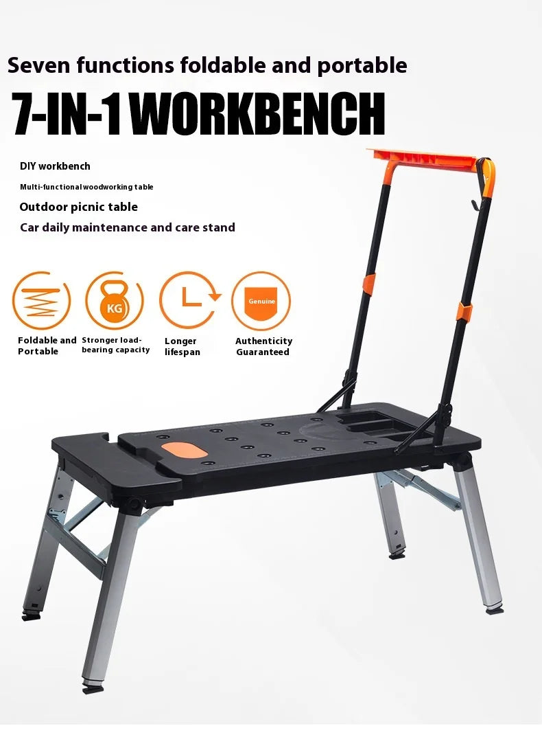Multifunctional Folding Work Table Portable Trolley Folding Cart With Wheels Workshop Tool Outing Handcart Multifunctional Fold