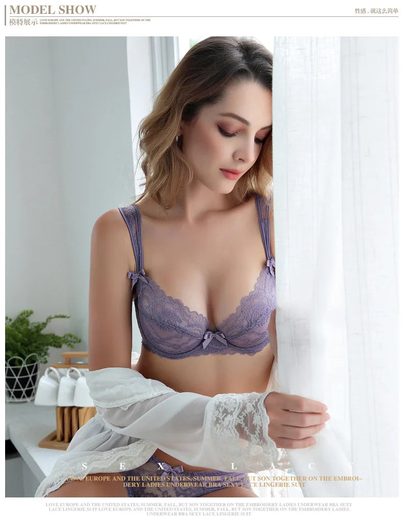 Bra Set Girls Women Bralette Sexy Underwear Brassiere French Lace Thong Backless Bras Temptation Lingerie Panties Sets