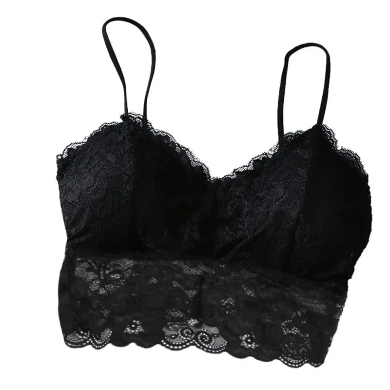 Summer Women Lace Sexy Top Sun Sleeveless Tops padded Bralette Bra Bustier Zipper Back Club Crop Tank lingerie женское белье