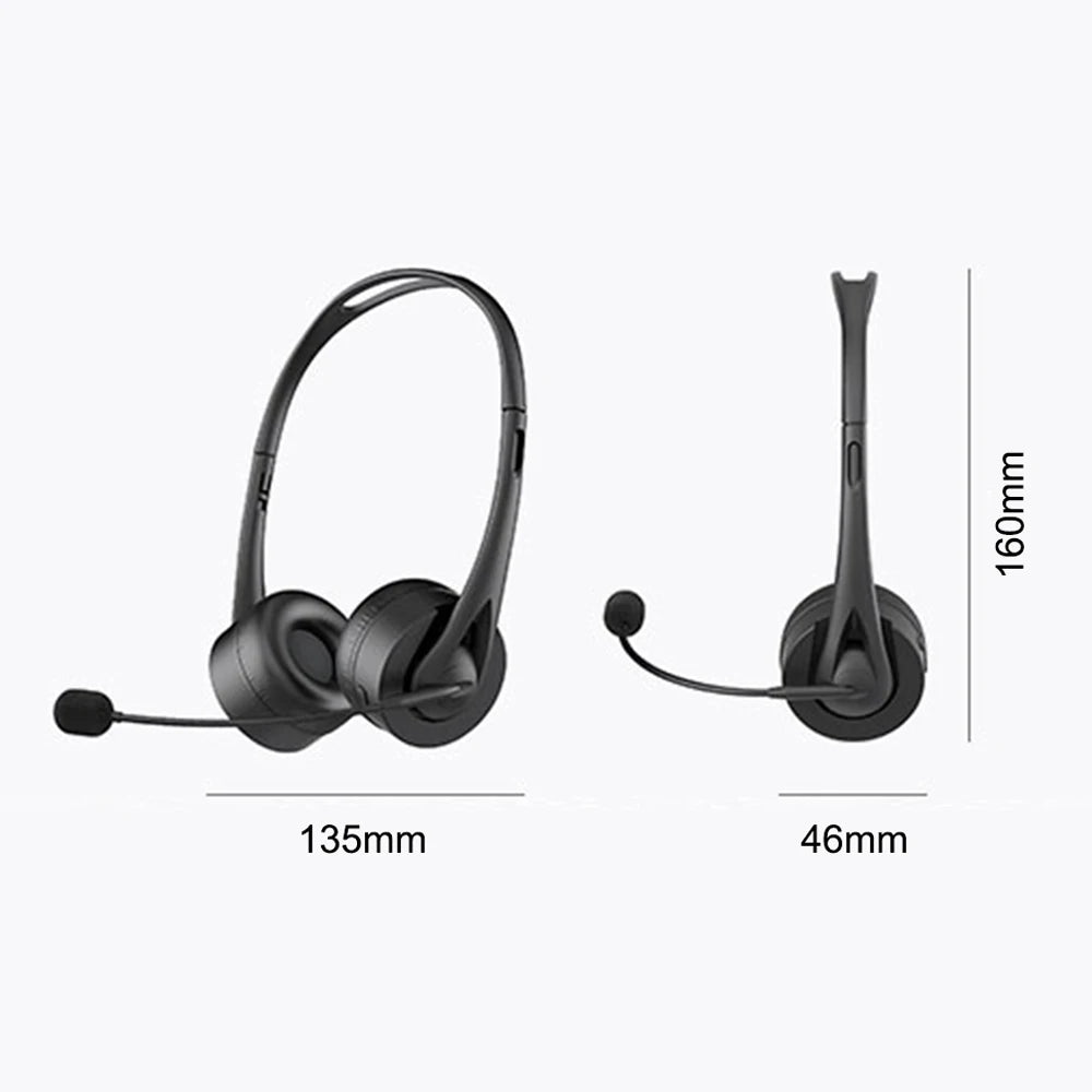 Bluetooth 5.3 Headphone With Mic Noise Reduction Hands-Free Call HiFi Lossless Wireless Headset For Call Center Office PC Laptop