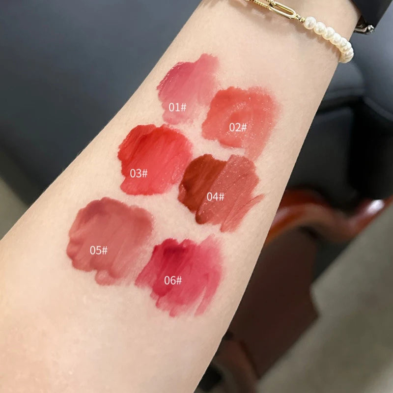 6 colors Light Glass-Like Lip Lacquer - Mirror Shine, Hydrating Formula; Smudge-Proof, Long-Wear, and Skin-Brightening