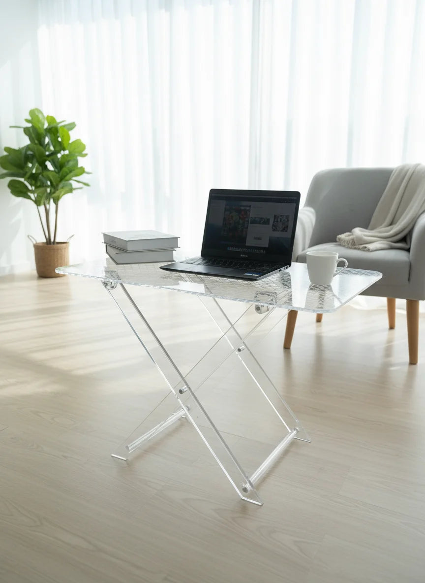 1pc Acrylic Folding Lightweight Table  Foldable Small Coffee Table Tatami Window Low Table Balcony Table Collapsible  Mini Desk