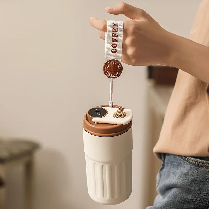 450ml Smart Thermos Bottle  Digital LED Display Temperature Coffee Cup Stainless Steel Vacuum Cup Business Portable Thermal Mug