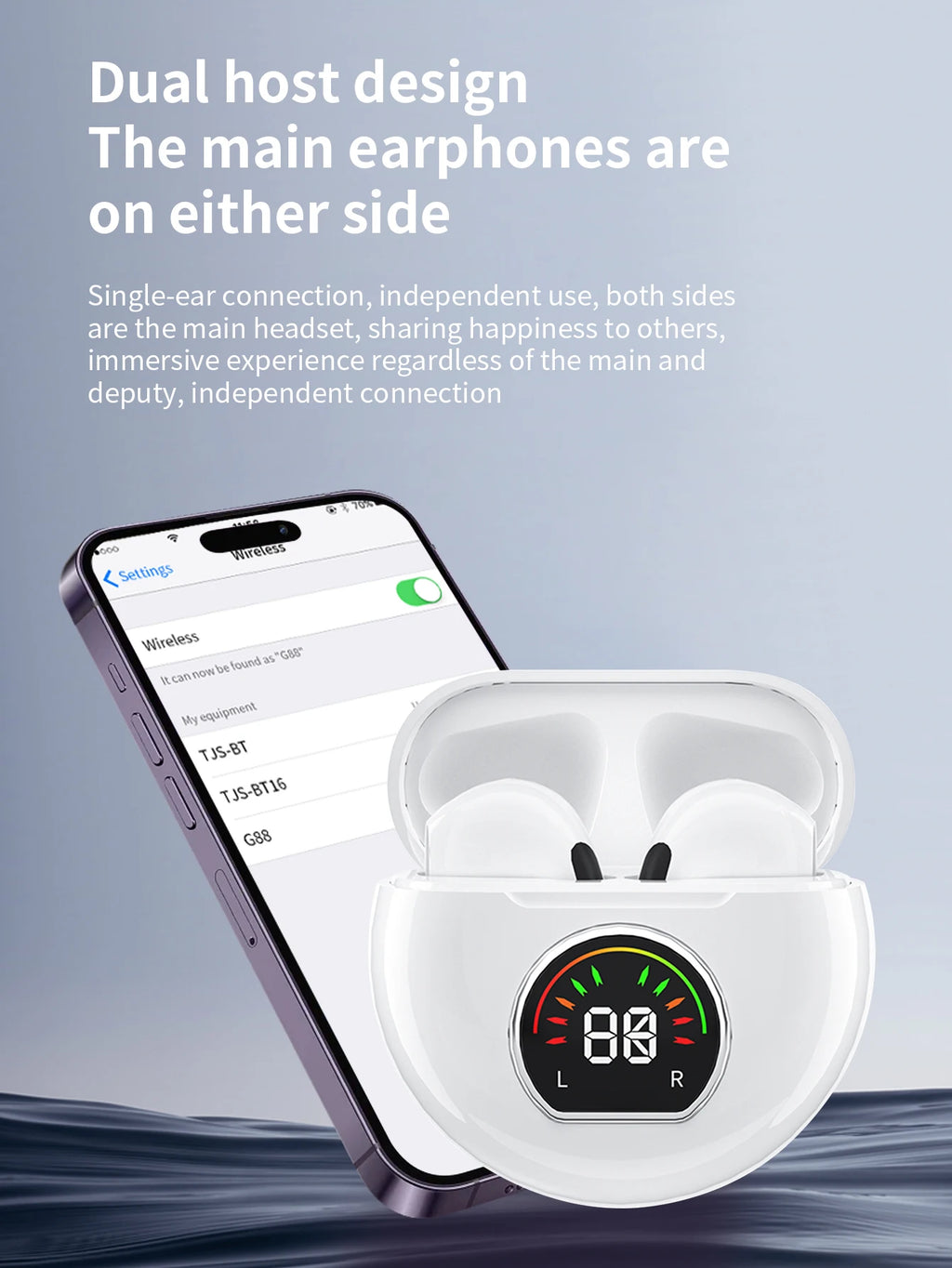 Wireless Bluetooth Earbuds with Digital Display and Touch Controls, Long Battery Life, Compatible with All Smartphones
