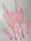 Lingerie Set Transparent Bra Set Hot Erotic Sexy Costumes Solid Color Underwear Seamless Bra Thong Garters Sexy Lingerie Sets