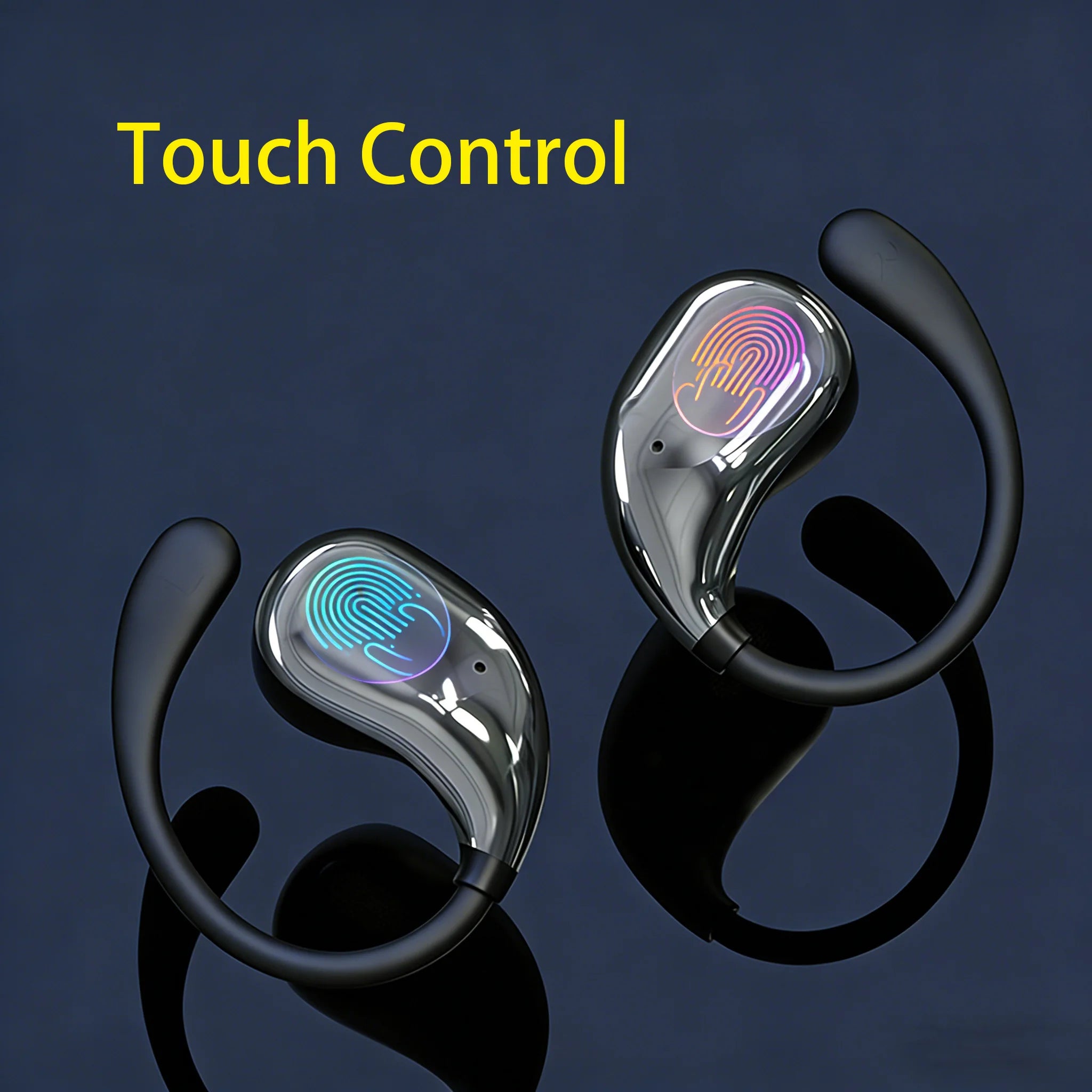 Bluetooth 5.4 Ear Hook Wireless Earphones TWS HiFi Stereo, Waterproof LED Display, Long Standby Touch Control Earbuds for Sports