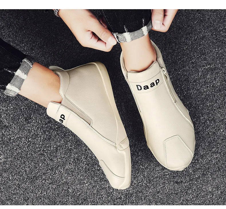 2024 New Casual Shoes for Men Luxury Round Toe Men Ankle Boots Light Slip on Walking Shoes Outdoor Comfor Men High Top Sneakers