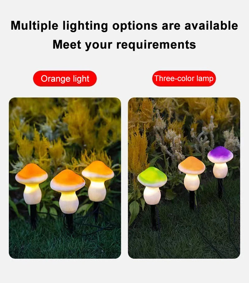 Solar Lights String Mushroom Lawn Fairy Lights LED Solar Lamps Outdoor For Garden Patio Terrace Path Landscape Decoration Lamps