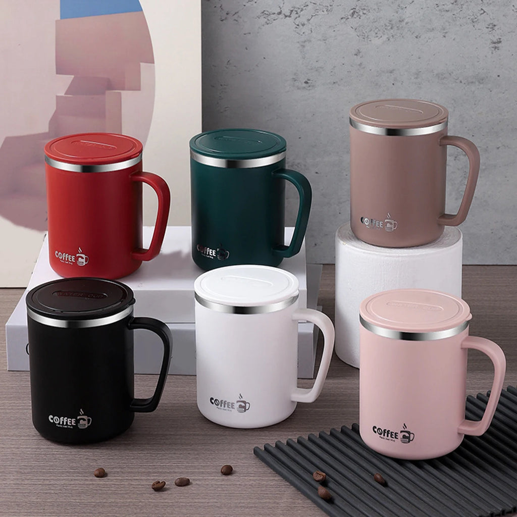 Portable Thermal Mug 304 Stainless Steel Double Wall Insulated Drinking Cup With Handle Anti Scald Sealed Tea Milk Coffee Cup