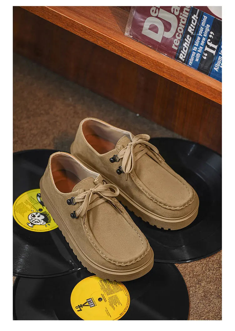 STRONGSHEN Men Casual Shoes Suede Leather Board Shoes Men Retro Thick Soled Suede Shoes Man Zapatos Para Hombre Calzado Hombre