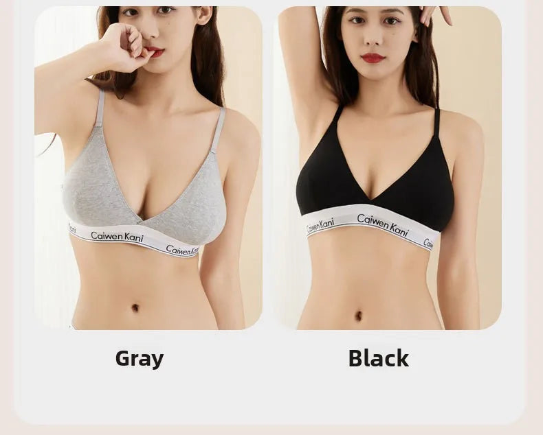 Women Bra and Panty Set Japanese Style Thin Push Up No Underwire Cotton Sexy Underwear Set for Teens