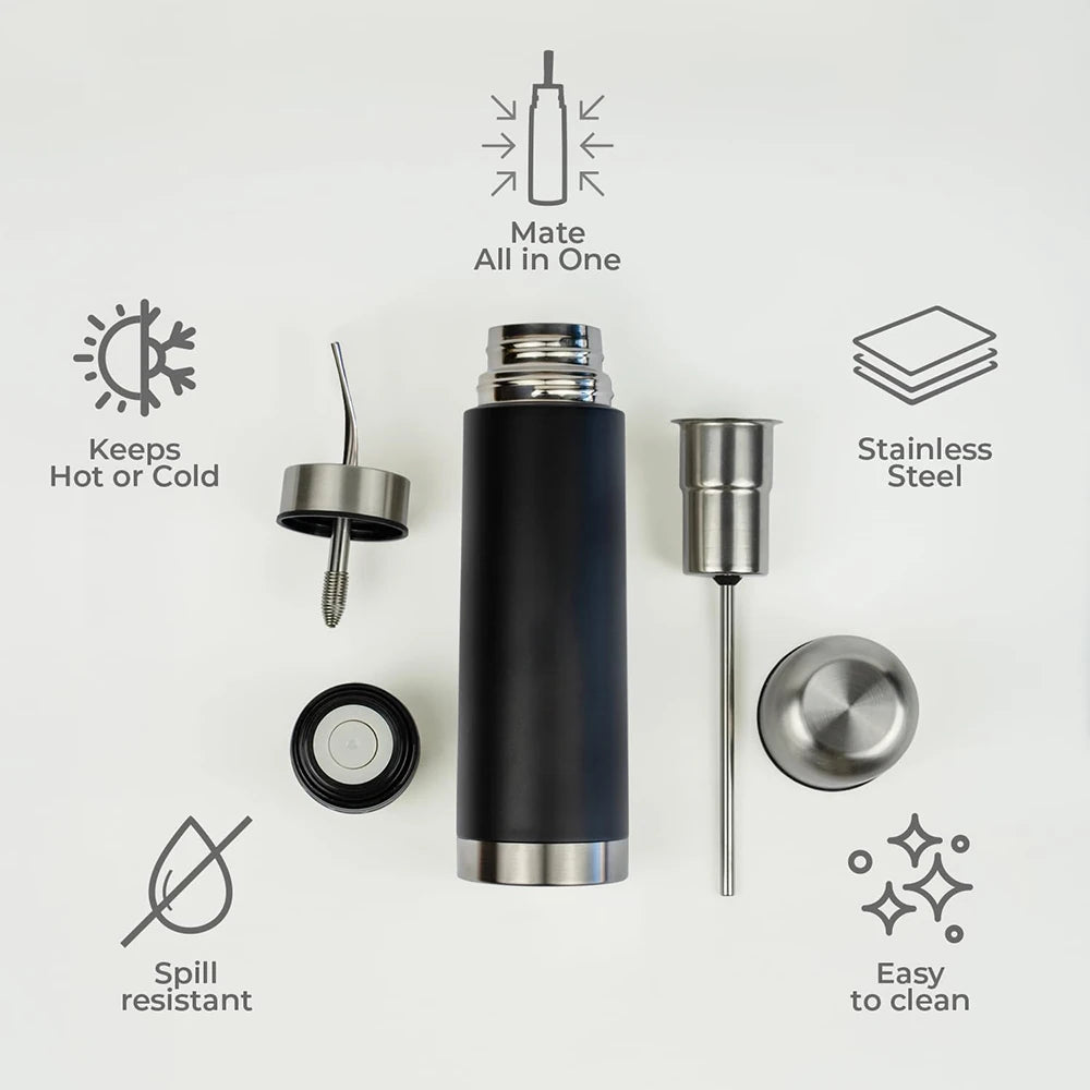 2-in-1 Thermal Mate Cup with Built-in Bombilla, Yerba Mate Thermos all in one 2026 NEW Self-Serving Stainless Steel Mate Bottle