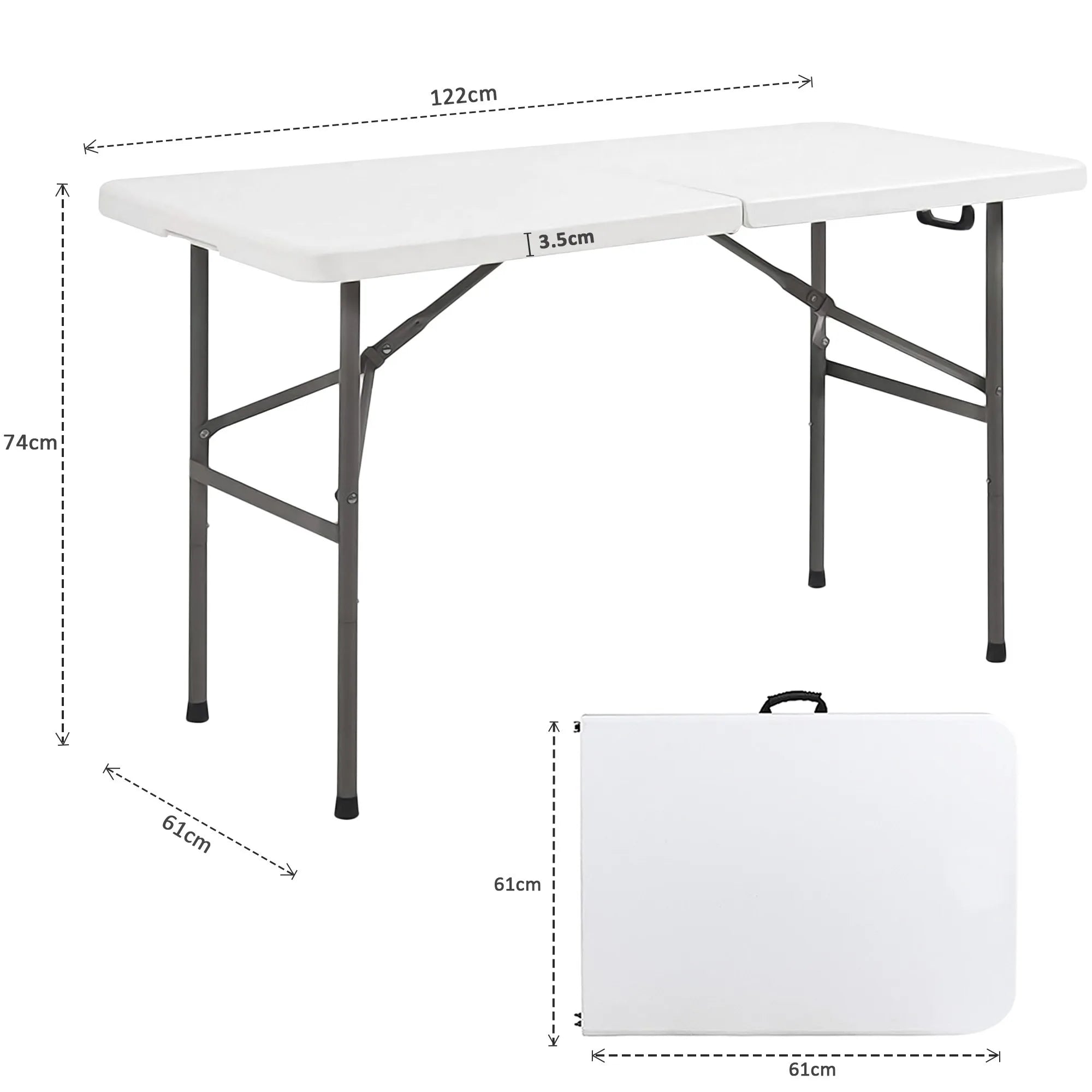 Portable foldable 4/6-foot garden dining table, heavy-duty folding table for dining, indoor and outdoor multifunctional picnic