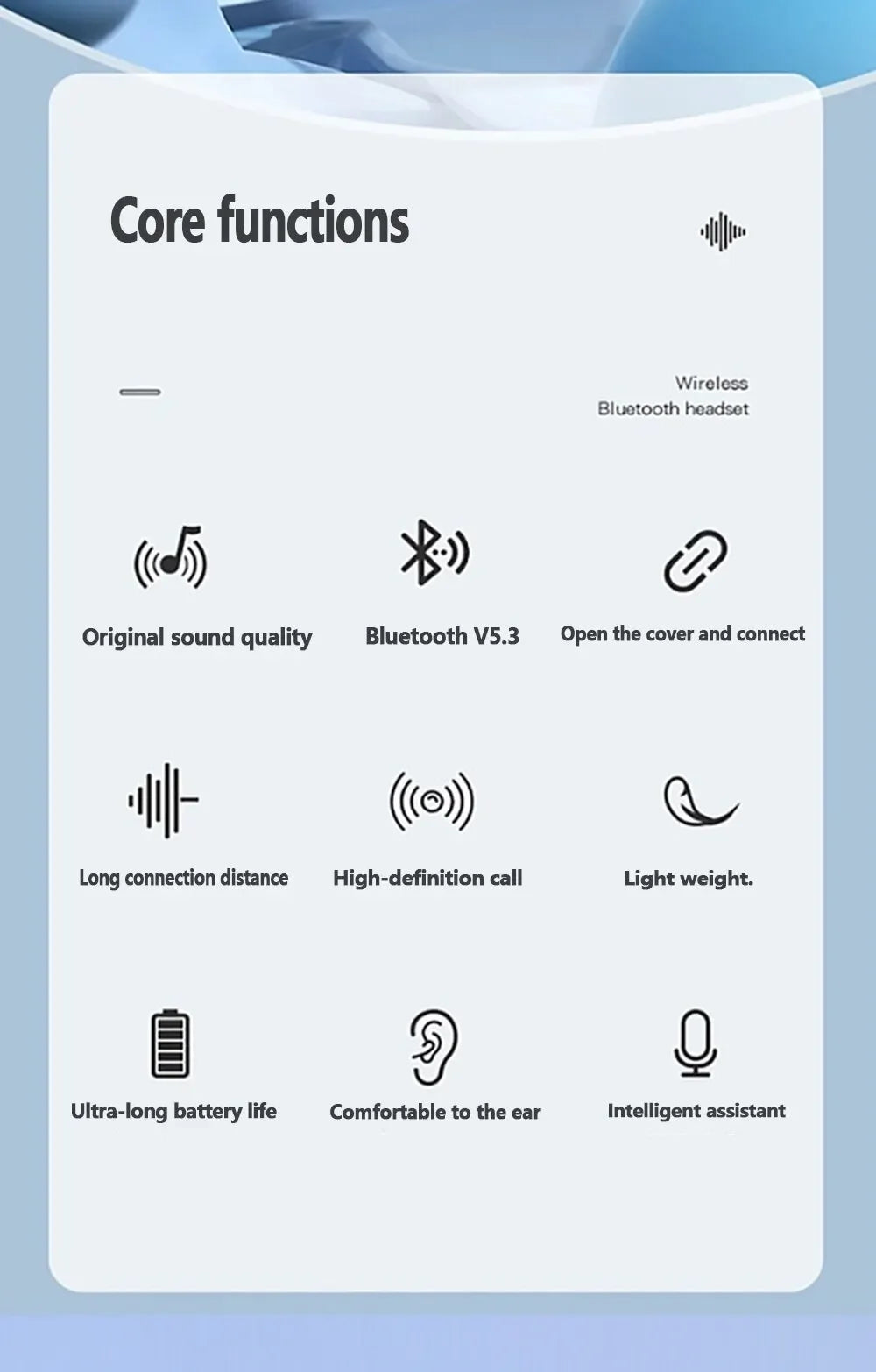 Wireless Bluetooth Earphones Noise Reduction Bluetooth Headphone  Headset Transparent Shell Waterproof Gaming Earphones