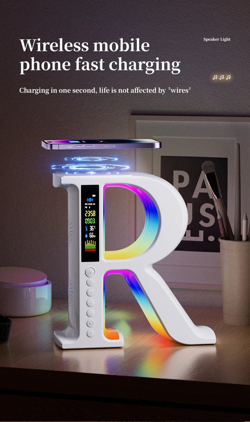 Bluetooth Speakers Wireless Charger with Portable Small Mini Speaker Color Atmosphere Lamp Multifunctional Rgb Night Light
