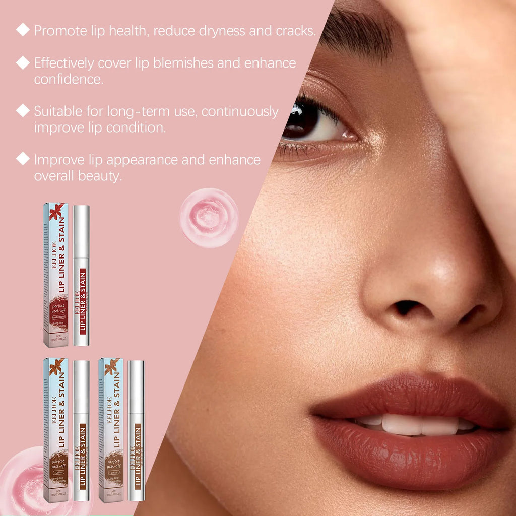 EELHOE Peel off Lip Liner Tattoo 3 Colors Matte Waterproof Non-stick Tear-Off Lip Stain Long Lasting Lip Liner Make up Cosmetics