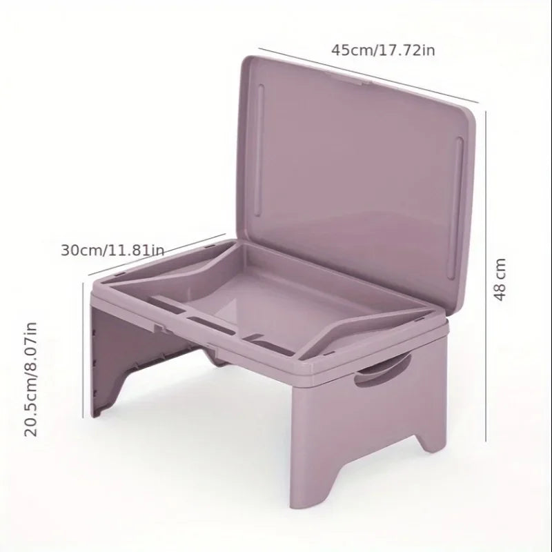 Folding Lap Desk with Storage Dividers - Sturdy Laptop Tray & Serving Desk, Portable Bed Table with Organizer Compartments
