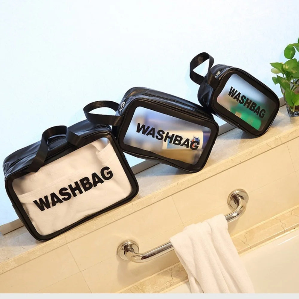 Portable Cosmetic Bag Large Capacity Dust Proof Make Up Storage Handbags PVC Fashion Transparent Travel Wash Bags