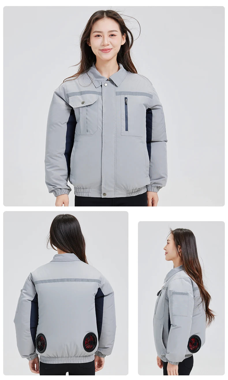 New Loose Cooling Work Clothes For Both Men And Women Summer Sun Protection Jacket Air Conditioning Suit With Two Fans Clothing