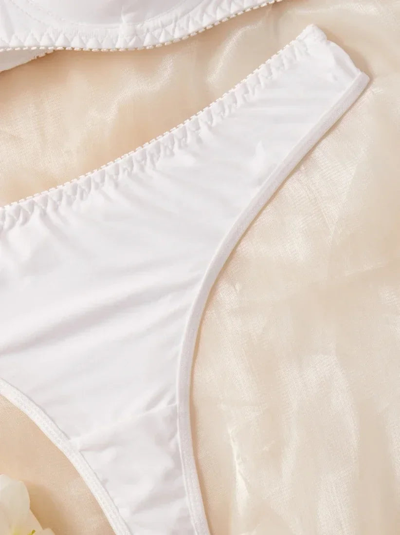 Bra and Panty Set Ladies Smooth Comfortable Thin Underwear Women Sexy Nightwear Inner Solid Sleep Underwear Bra Set Lingerie