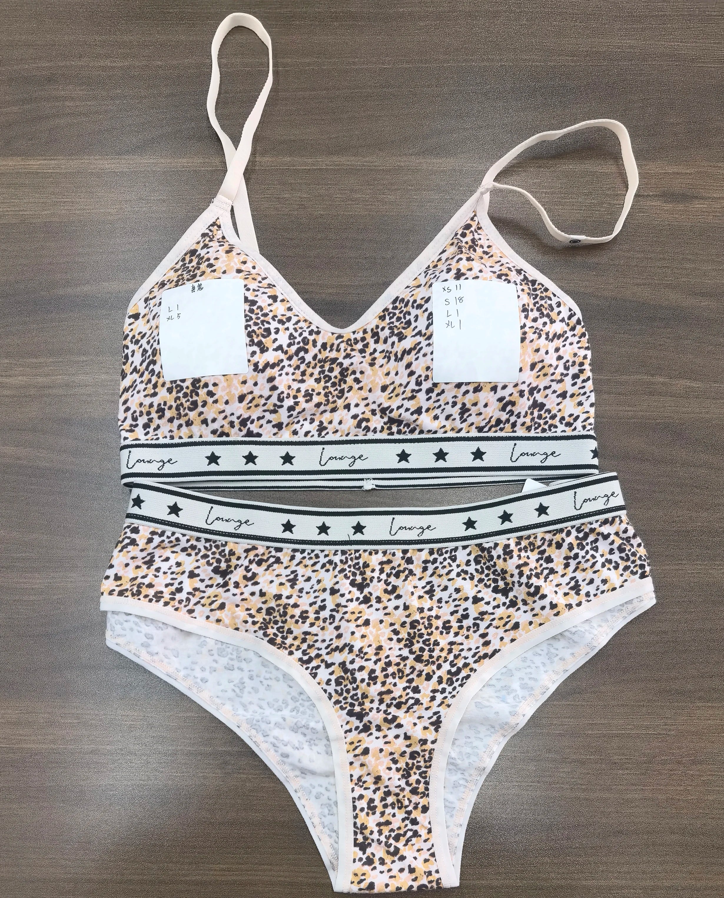 Bra set Sexy Women's Underwear Lounge Style Cotton button printed elastic bra underwear women's pajamas