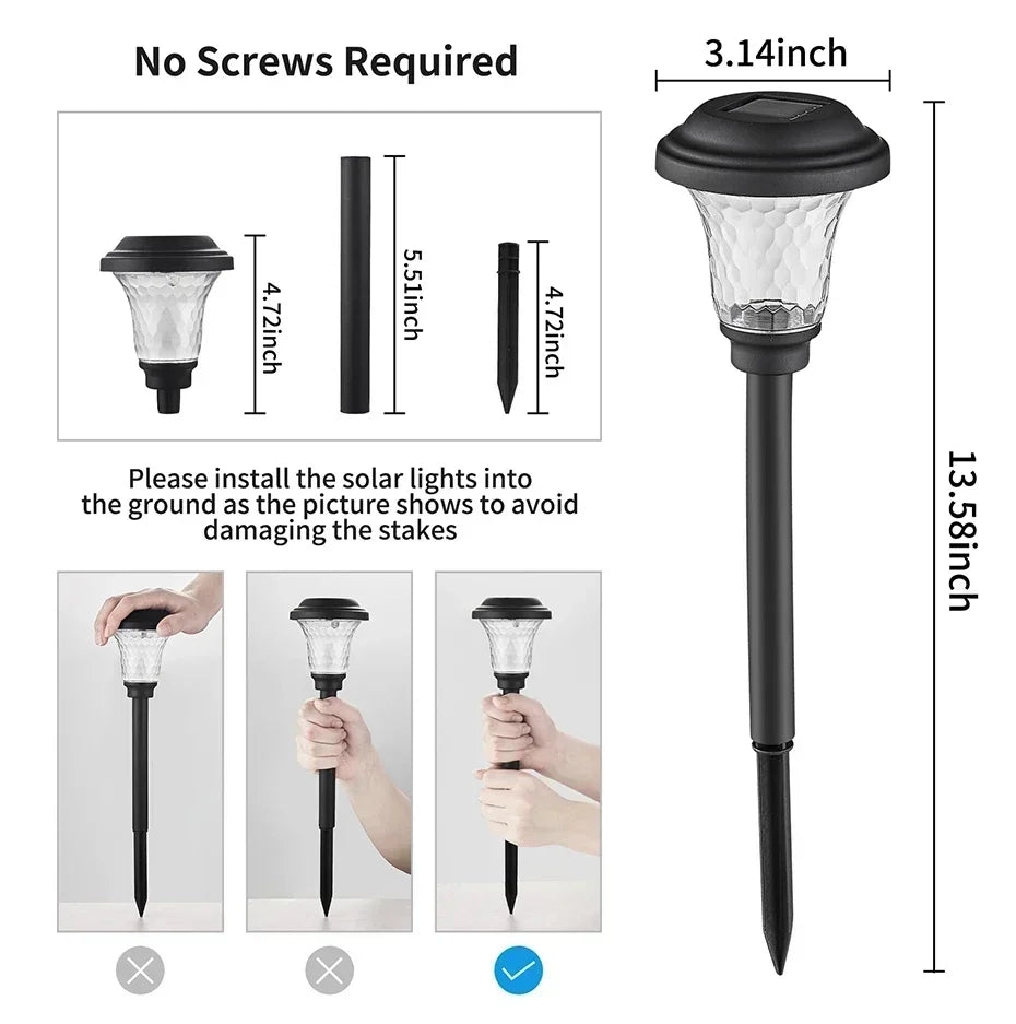 Solar Outdoor Lights New Garden Lamps Powered Waterproof Landscape Path for Yard Backyard Lawn Patio Decorative LED Lighting