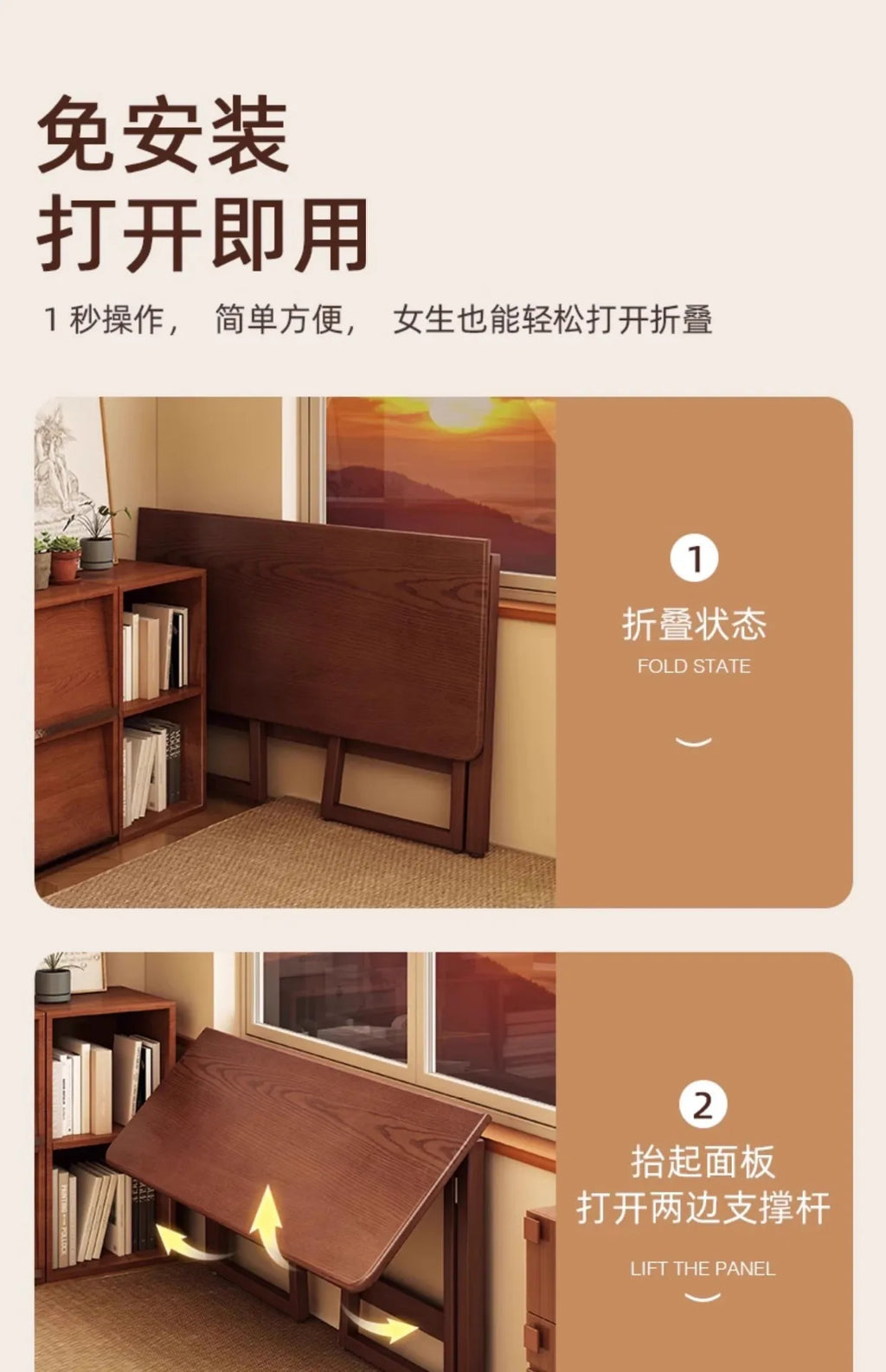 Small apartment folding desk integrated against the wall rectangular table rental room folding computer desk