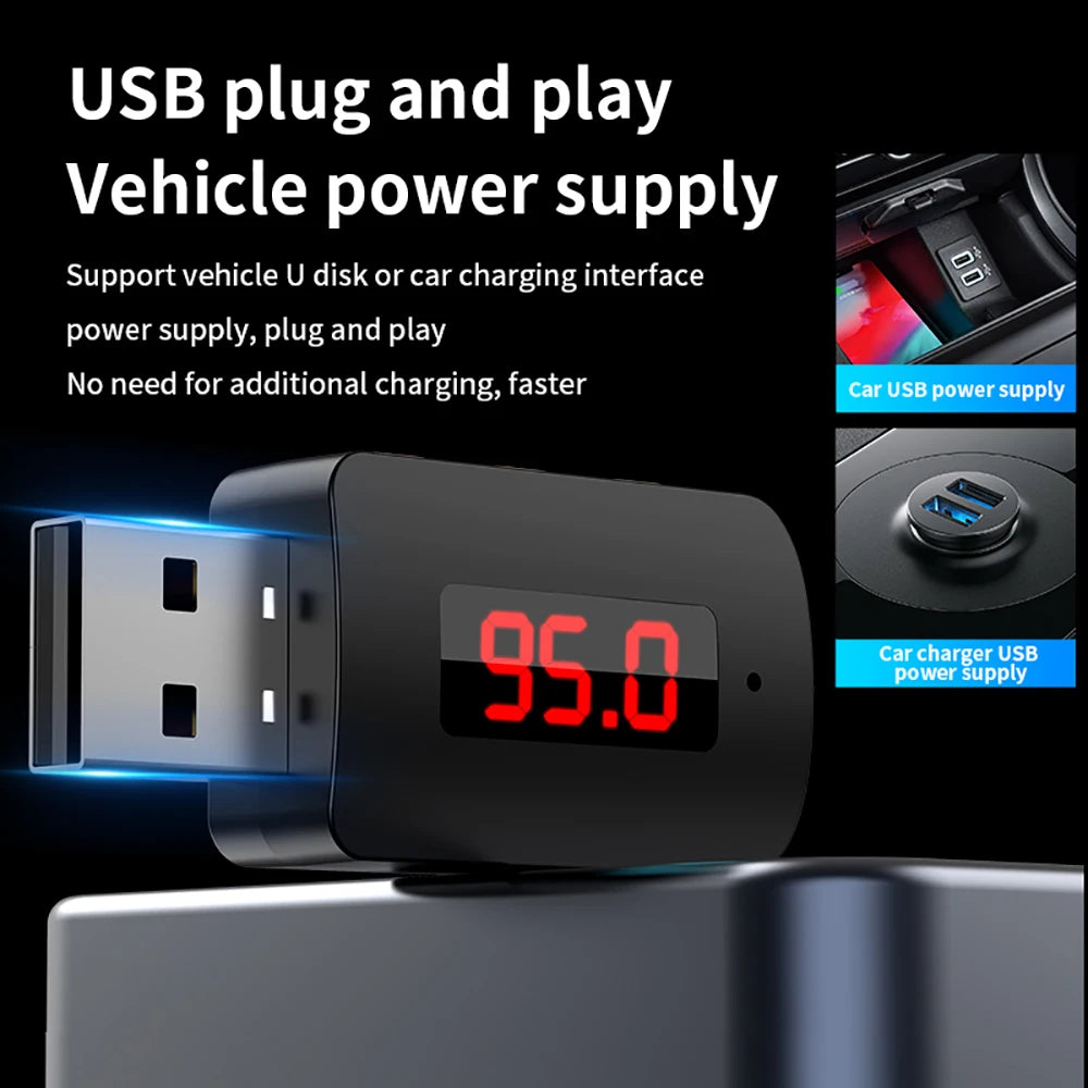 USB Bluetooth 5.3 5.4 Adapter USB Dongle Wireless Music Audio Receiver Transmitter Handsfree Call With Mic LED Display For Car