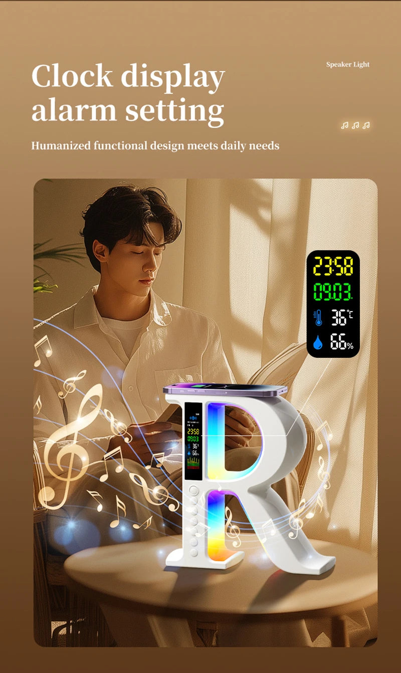 Bluetooth Speakers Wireless Charger with Portable Small Mini Speaker Color Atmosphere Lamp Multifunctional Rgb Night Light