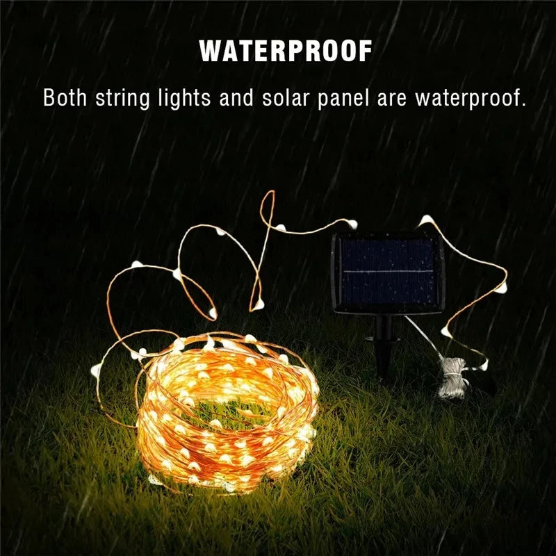 Solar String Fairy Lights 12M 100LED / 22M 200 LED Waterproof Outdoor Garland Solar Power Lamp Christmas For Garden Decoration