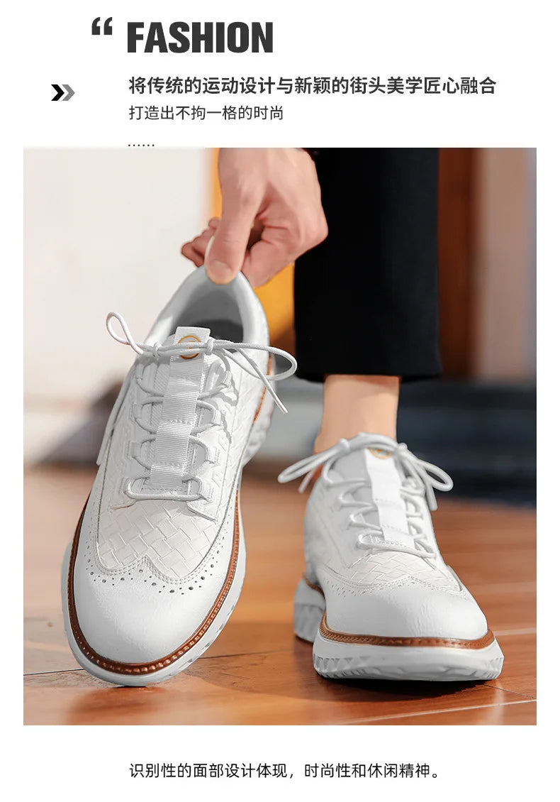 New Shoes for Men Leather Casual Shoes Fashion Breathable Brogues Sport Shoes Street Cool Chunky Sneakers
