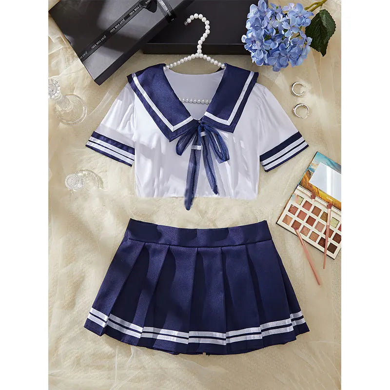 Role Play Bra And Panty Garter Underwear Set  Adult Uniform Suit Women's Lingerie Halter Mini Bras Thong Leg Ring + Apron Sets