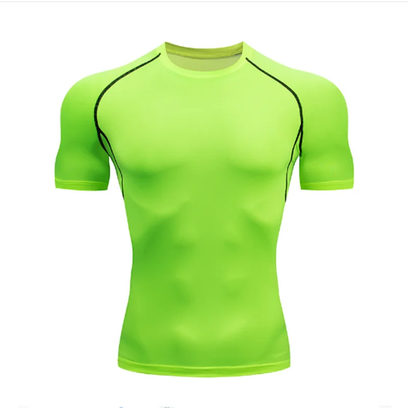 Summer Short Sleeve Men Compression Tee Shirt Bat Print Sport Quick Dry Gym Tshirt Fitness Workout Undershirt Elasticity Top Tee