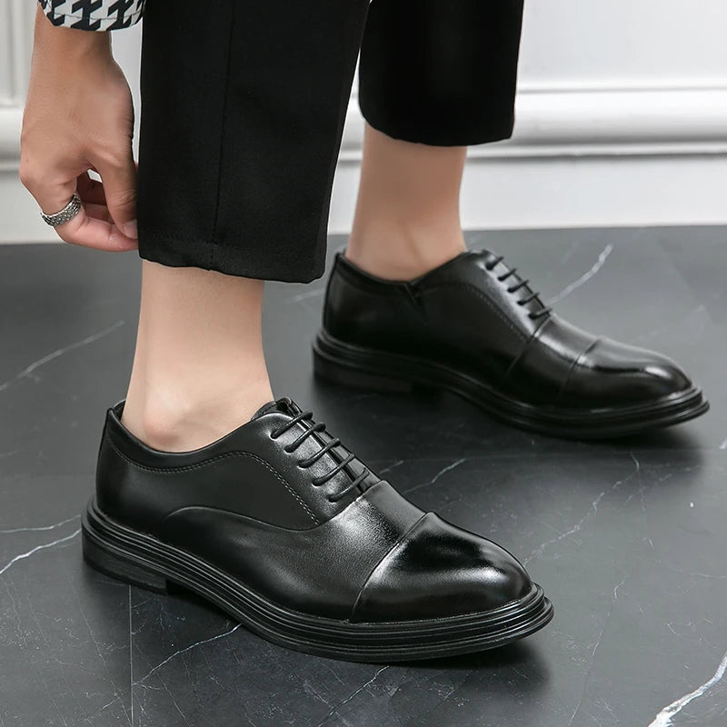 Man Casual Business Shoes Men Patchwork Leather Oxfords Fashion Dress Flats Leisure Office Men's Formal Wedding Shoes
