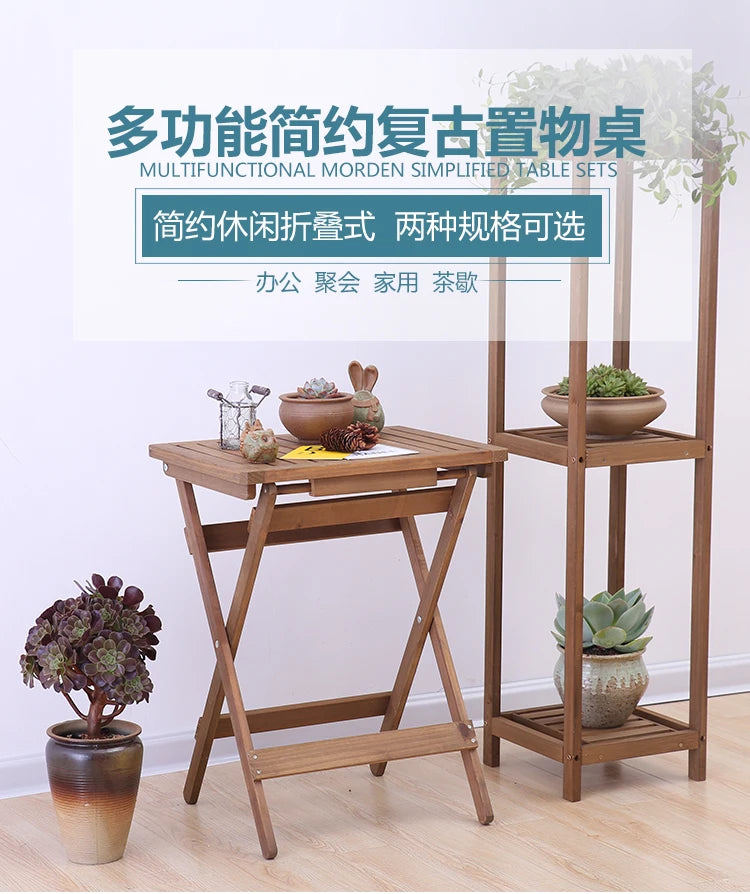 Solid Wood Folding Tea Table Minimalist Design for Home Or Outdoor Use with Smooth Rounded Corners And Premium Hardware
