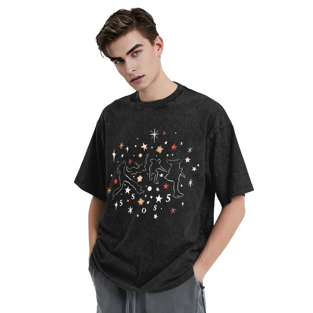 5 Seconds of Summer 5SOS T-Shirts for Men  Novelty Cotton Tees Round Neck Short Sleeve T Shirt Gift Idea Clothes