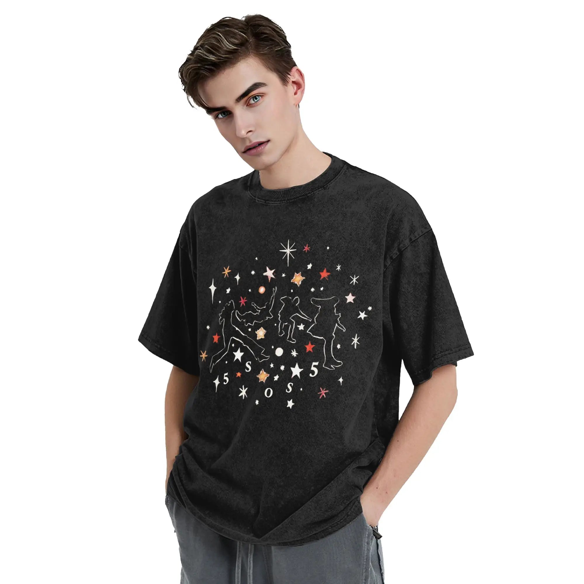 5 Seconds of Summer 5SOS T-Shirts for Men  Novelty Cotton Tees Round Neck Short Sleeve T Shirt Gift Idea Clothes