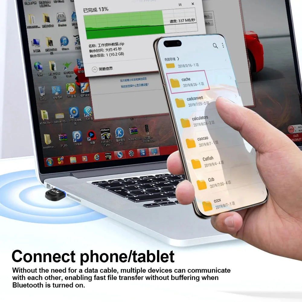 Bluetooth 6.0 USB Adapter Wireless Audio Transmitter Receiver USB Dongle for Headphone Speaker Windows 8.1/10/11 Driver Free