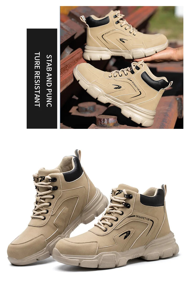 Work Safety Shoes Men Anti-smash Anti-puncture Work Sneakers Steel Toe Shoes Light Comfort Security Boots Indestructible Shoes