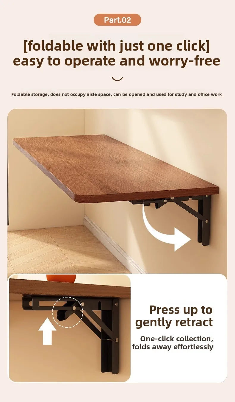Wall Mounted Folding Table, Space Saving Fold Down Desk with Sturdy Metal Frame Home Office Study Writing Table Furniture