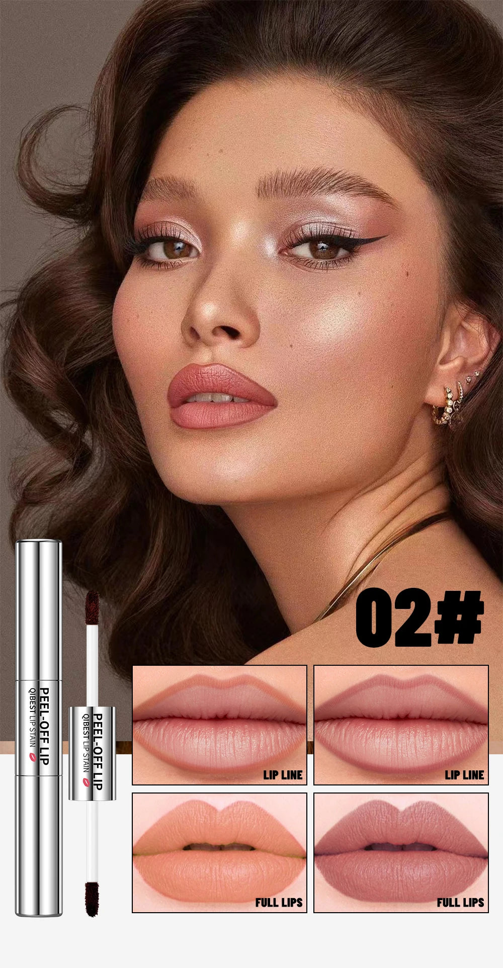 QIBEST Double Eneded Lip Stain Peel Off Long Lasting Waterproof Pink Lip Tint Transfer Proof Natural Lip Stain Tear Off Lipgloss