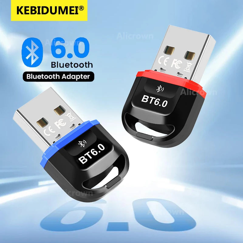 USB Bluetooth 6.0 Adapter Bluetooth5.4 Transmitter Receiver for Wireless Keyboard Mouse Audio Wireless USB Adapter for PC Laptop