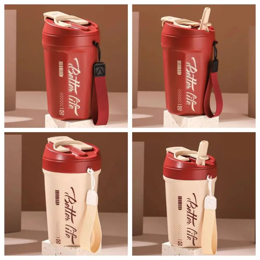 Stainless Steel Travel Thermal Cup 520ML Keeps Cold and Heat Coffee Vacuum Flask Portable Heat-resistant Coffee Thermos Mug