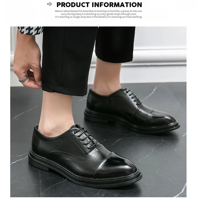 Man Casual Business Shoes Men Patchwork Leather Oxfords Fashion Dress Flats Leisure Office Men's Formal Wedding Shoes
